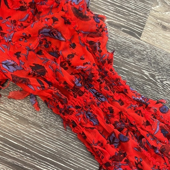 Zara Red Cropped Top V Neck Ling Sleeves Size XL - Picture 9 of 11